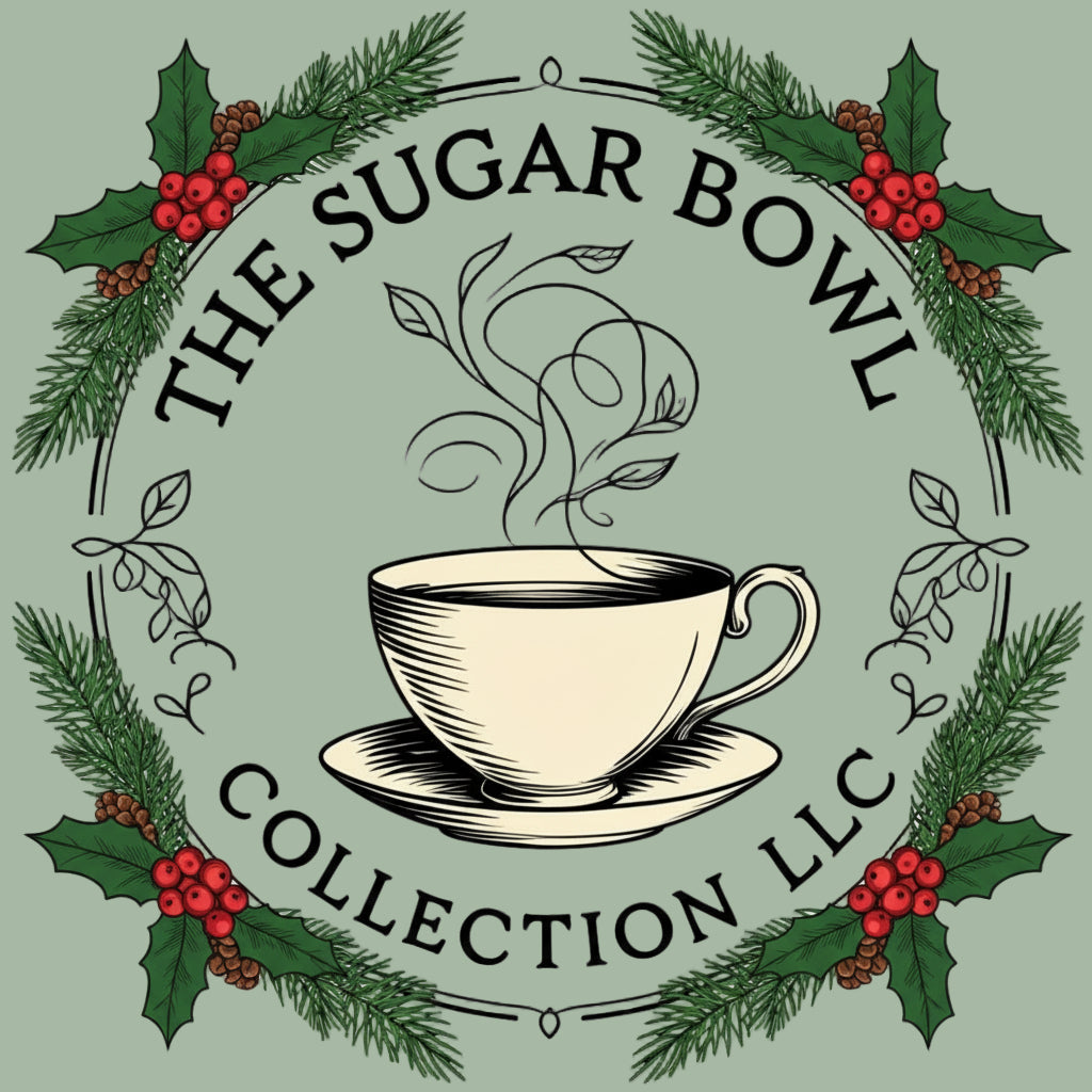 Logo of The Sugar Bowl Collection LLC featuring a tea cup and leaves.